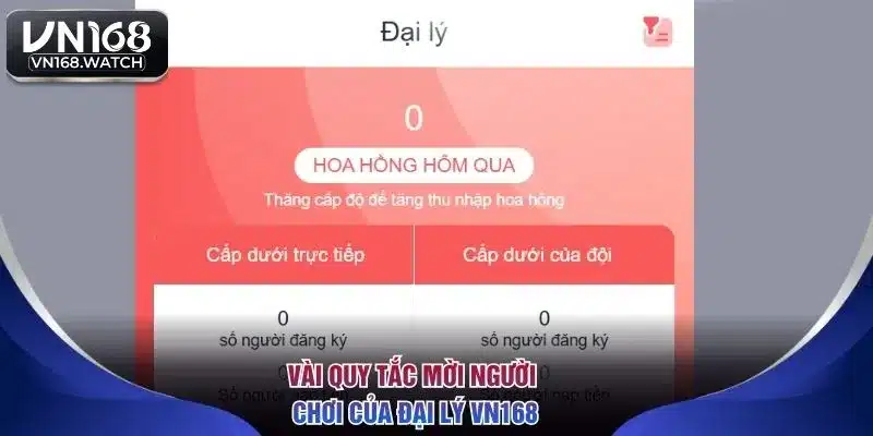 Vài quy tắc mời người chơi của đại lý VN168